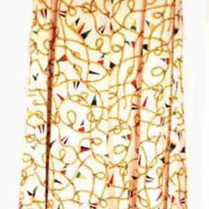 MAXI SKIRT, 1966, MULTICOLOUR ON WHITE, MISSES 16, FULLY SATIN LINED,
